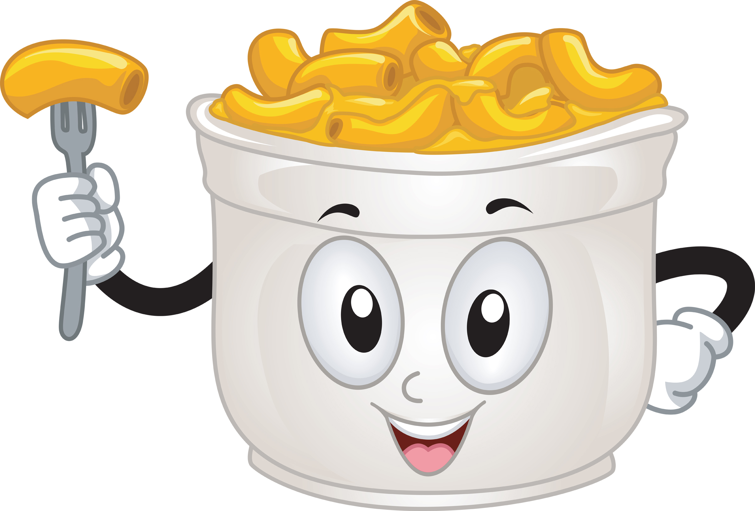 Mascot Illustration of a Cup of Mac and Cheese