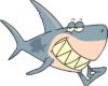 Royalty Free Clipart Image of a Shark Using a Toothpick