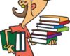 Royalty Free Clipart Image of a Woman Carrying Books