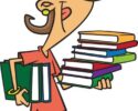 Royalty Free Clipart Image of a Woman Carrying Books