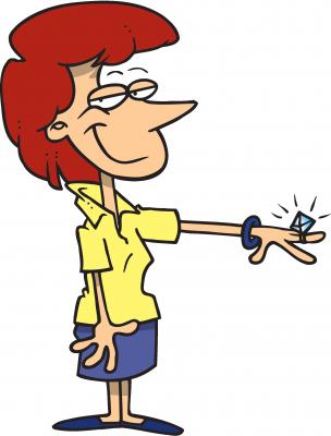Royalty Free Clipart Image of a Woman With a Diamond Ring